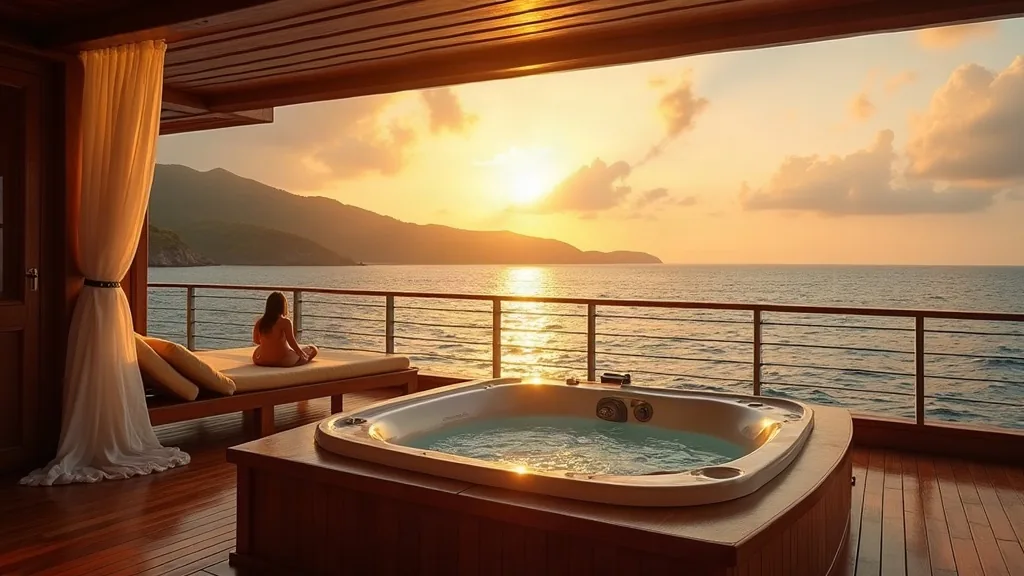 AI-generated illustrative artwork: luxury liveaboard suite — a composite illustration, not a photograph of a named location