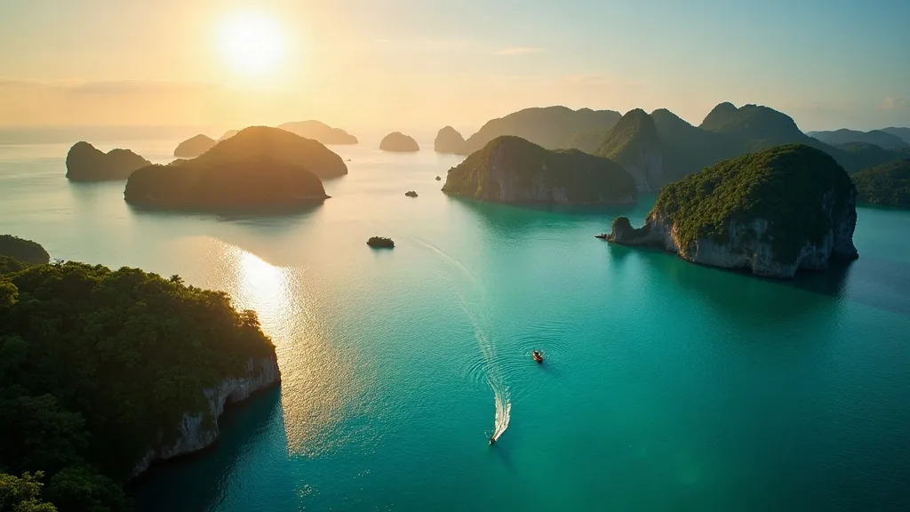 AI-generated illustrative artwork of tropical karst islands — a composite scene, not a photograph of Raja Ampat