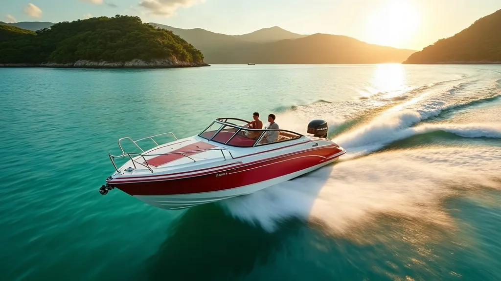 AI-generated illustrative artwork: komodo speedboat charter — a composite illustration, not a photograph of a named location