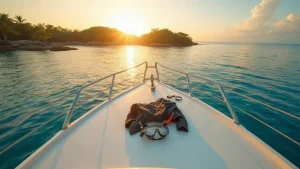 AI-generated illustrative artwork: komodo yacht charter — a composite illustration, not a photograph of a named location